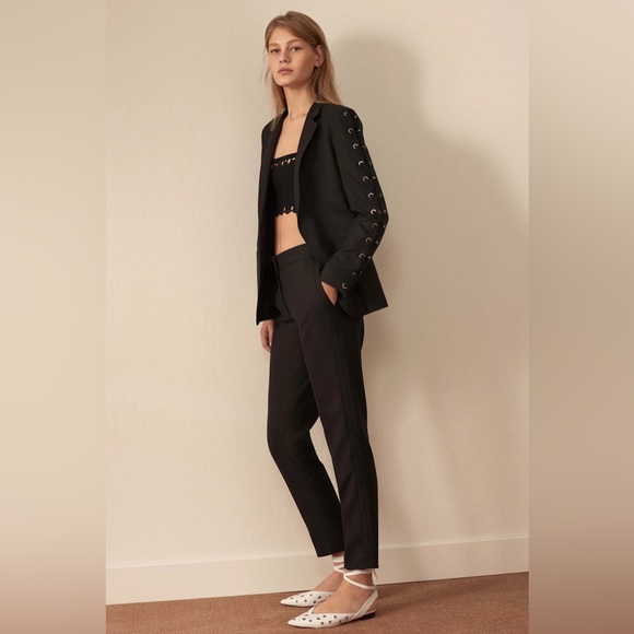 SANDRO Paris wool-blend straight leg dress pants - black size 38 (M) - brand new - Picture 1 of 5